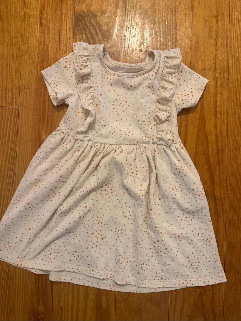 Cat & Jack Cream Dress with Gold Star Print